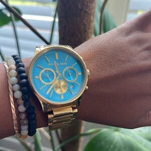 Michael Kors Bailey Turquoise/Gold Watch